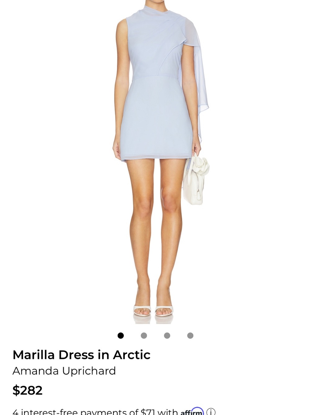 Amanda Uprichard Light Blue Mini Dress with Draped Shoulder